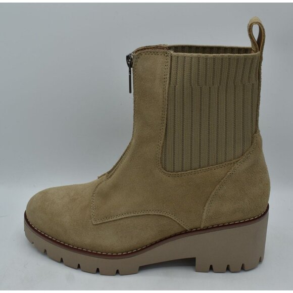 Blondo Women 10 Waterproof Zip-Up Ankle Boots Chunky Lug Sole Beige Suede Upper - Picture 7 of 9